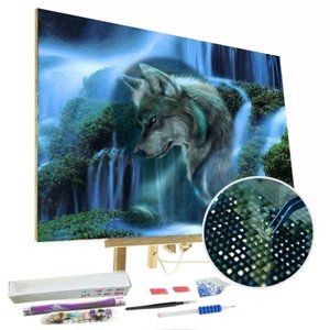 Paint By Diamonds Kit Wolf & Waterfall 5D